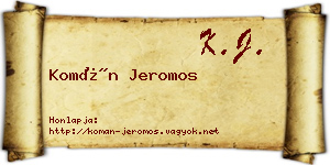 Komán Jeromos névjegykártya
